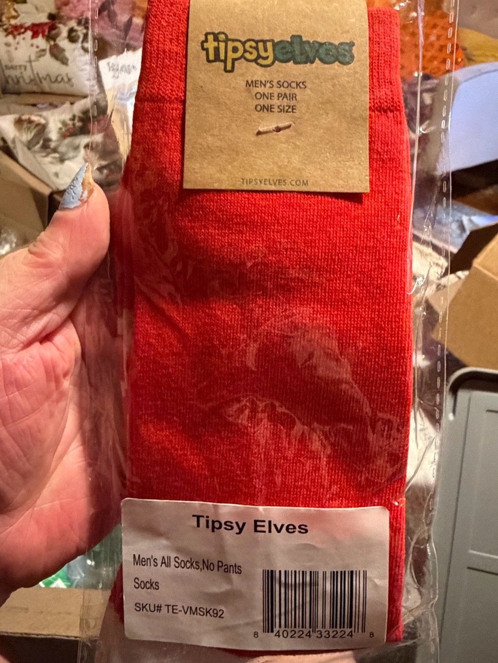Tipsy Elves Men’s Bright Red Crew Socks